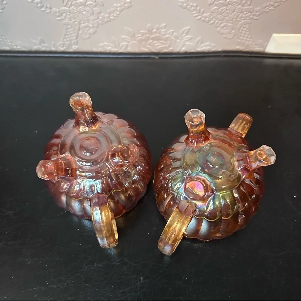 Vintage marigold iridescent Carnival Glass Imperial Pillar and flute design